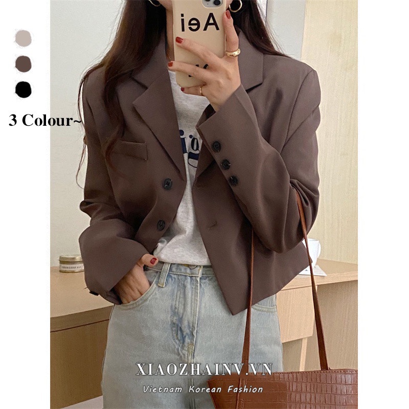 Áo khoác lửng XIAOZHAINV cổ chữ V phong cách Hàn Quốc thời trang cho nữ 4 màu tùy chọn | BigBuy360 - bigbuy360.vn