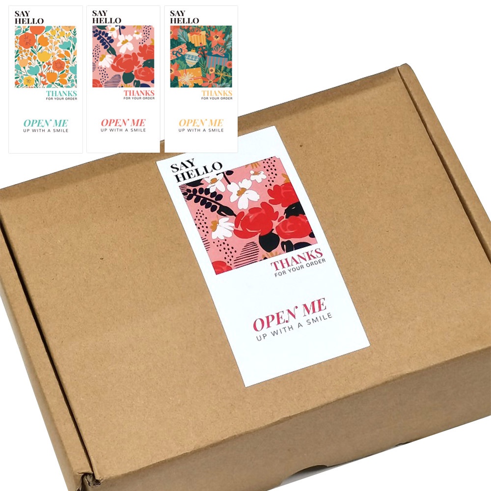 Set 50 tem decal dán hộp đóng hàng hình hoa vintage TE05 sticker cám ơn niêm phong hộp túi bao bì đóng hàng