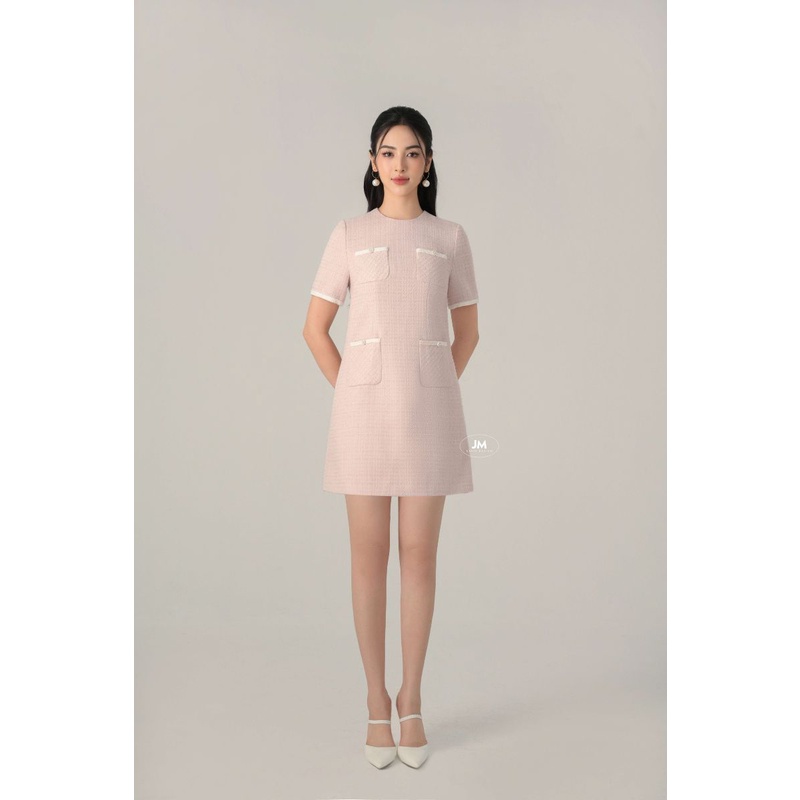 JM Dress Design - Đầm Tweed cổ tròn 4 túi ốp khóa ngực 1F25.2210TW