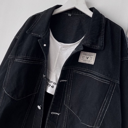 Áo khoác jeans màu đen xanh,áo khoác bò freesize form rộng unisex nam nữ