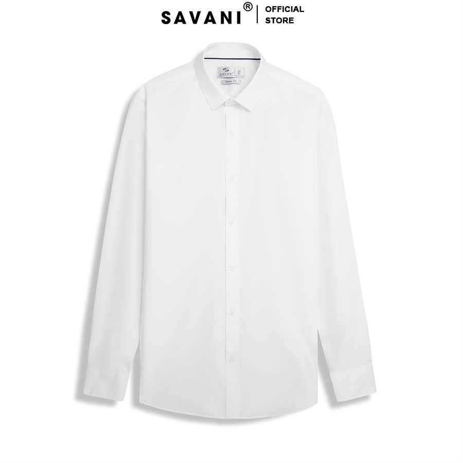 Áo sơ mi nam dài tay trắng thêu cổ trẻ trung, năng động SAVANI vải Nano cao cấp không nhăn MLS002