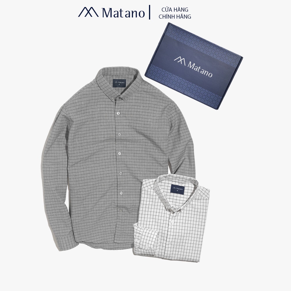 Áo Sơ Mi Kẻ Caro Nam MATANO SM073 tay dài form suông regular, vải cotton thấm mồ hôi, thoáng mát