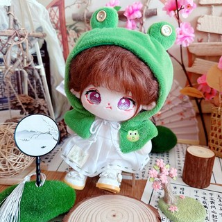 Outfit doll 20cm bộ váy trắng kèm áo choàng ếch xanh đáng yêu