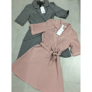 Đầm karo cổ sơ mi nữ.