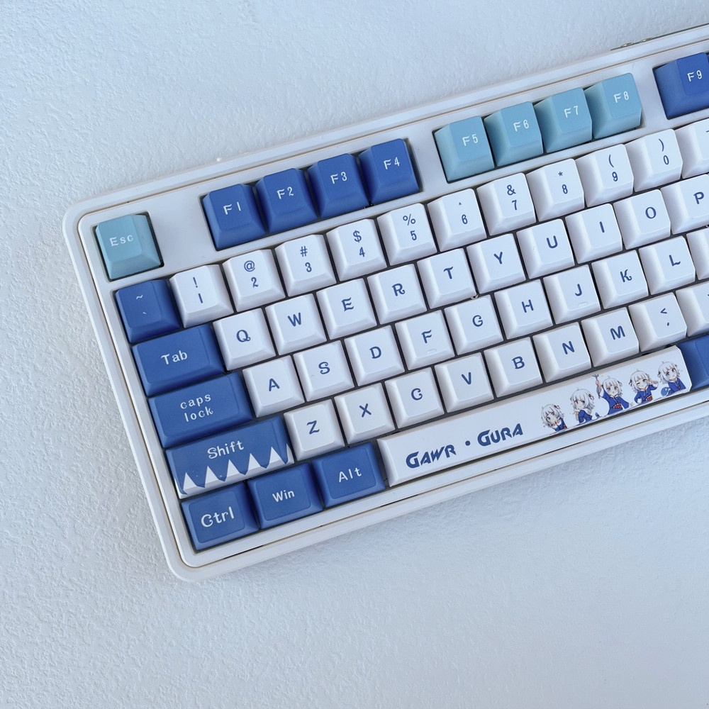 Gawr Gura Keycaps Cherry Profile Anime PBT Dye Sub Bàn phím cơ Keycap