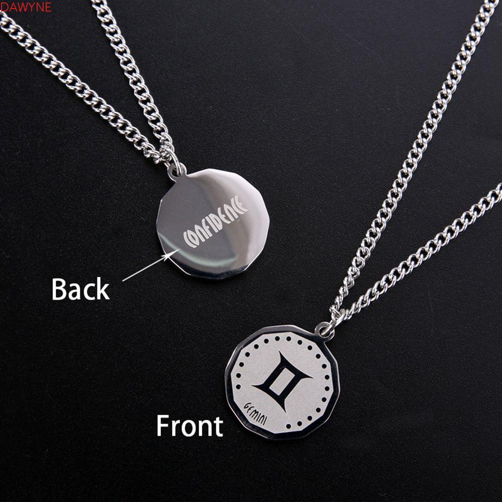 Vòng cổ Bằng Thép Titan Mặt Đồng Xu Hoàng Đạo Twelve Đơn Giản Sang Trọng Cho Cặp Đôi