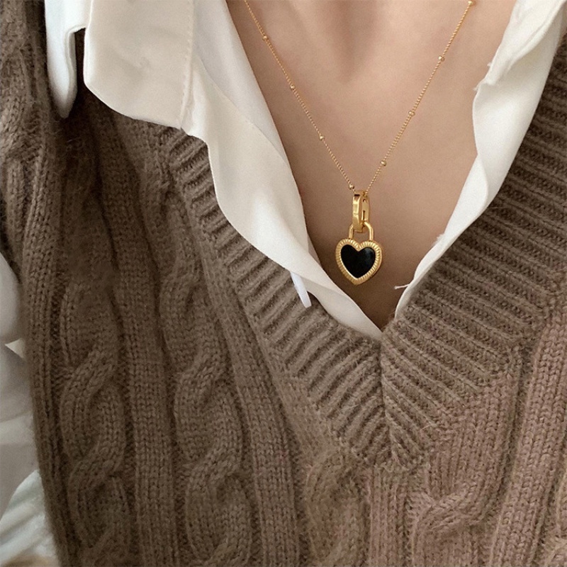 [Precious] Vòng cổ Hai Mặt Hình Trái Tim / Vỏ Sò Tinh Tế Phong Cách Vintage