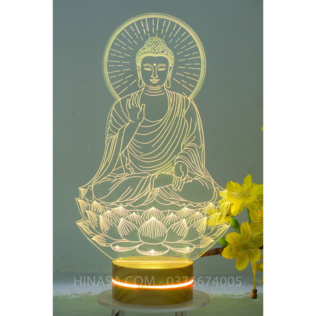 Đèn Phật Thích Ca 16 màu cao 22cm