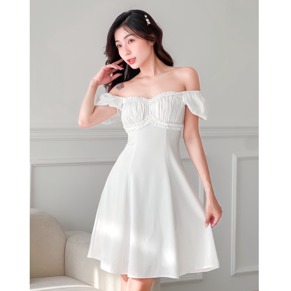 KOOKY HOUSE - ĐẦM KELLY DRESS THIẾT KẾ DÁNG XOÈ PHỐI BÈO NGỰC TÔN DÁNG