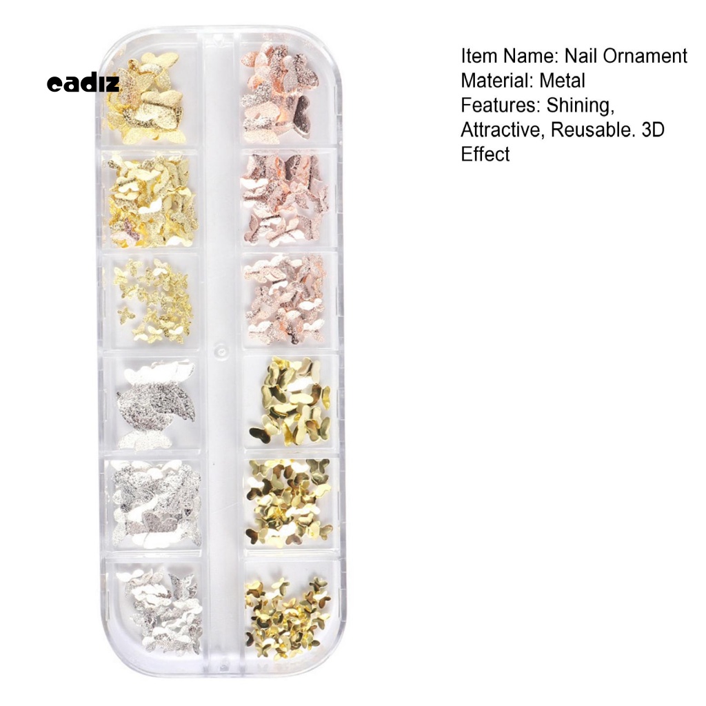 1 Hộp Phụ Kiện Trang Trí Móng Tay Hình Bướm 3D DIY