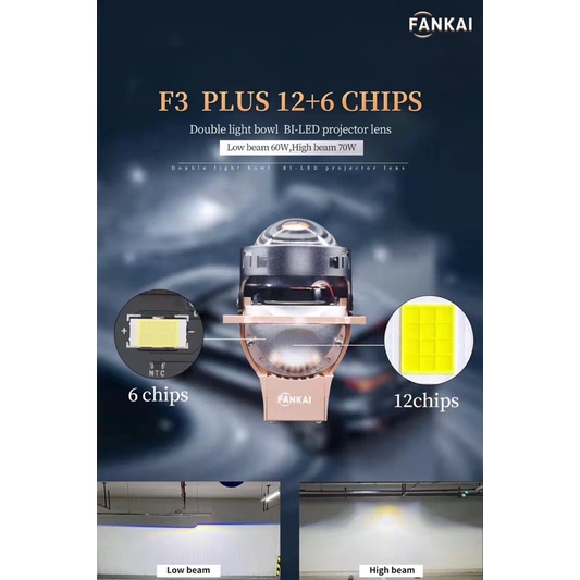 Đèn bi 3" led fankai 12+6 chip led