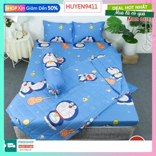 Ga trải giường bo chun xunh quanh[kích thước 1m2x2m]Vải mềm mát,có bán thêm vỏ gối nằm[mẫu doremon đàn]
