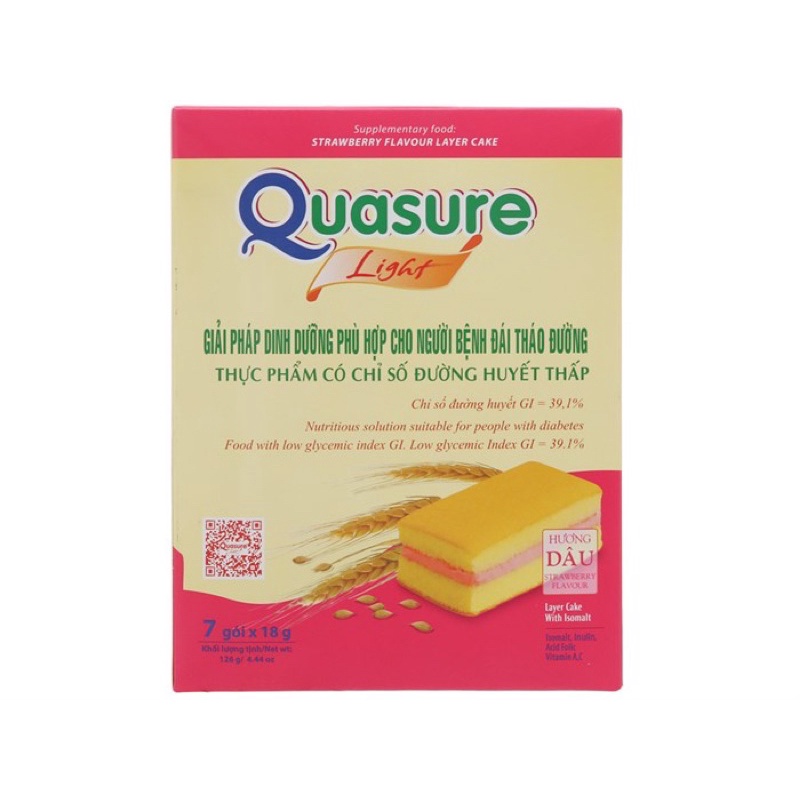 BÁNH BÔNG LAN ĂN KIÊNG QUASURE HƯƠNG CỐM - DÂU HỘP 126G/ BÁNH BÔNG LAN TIỂU ĐƯỜNG