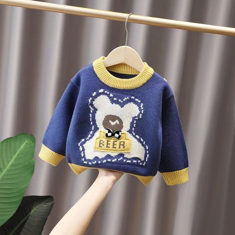 Áo Sweater Dệt Kim Lông Cừu Dày Dặn Phong Cách Hàn Quốc Thời Trang Thu Đông 2022 Cho Bé Trai