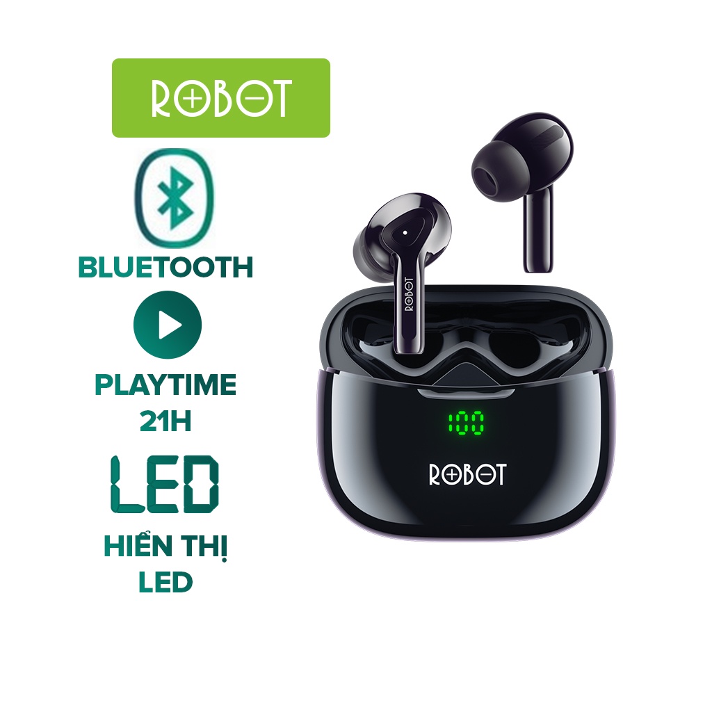 Tai Nghe Bluetooth ROBOT Airbuds T30 Plus In-ear, LED Hiển Thị Mức Pin, Playtime 21H, Chống Nước IPX4