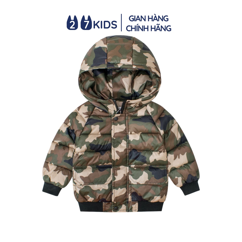 Áo khoác bé trai dài tay 27Kids áo phao họa tiết rằn ri camo nam cho trẻ từ 2-10 tuổi BLCO4