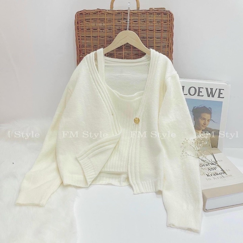 Set áo len hai dây kèm áo khoác hàng quảng châu A274