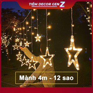 Đèn led trang trí hình ngôi sao mành 12 sao chiều dài 4m - đèn led trang trí giáng sinh, noel, trang trí tết