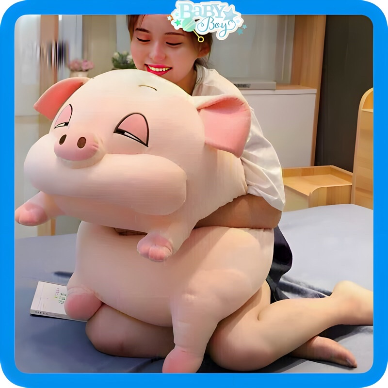 Gấu Bông Heo Lợn 40cm, Thú Nhồi Bông Ôm Bình Sữa Phê Cần Lim Dim Siêu To Khổng Lồ Béo Đáng Yêu Ngộ Nghĩnh