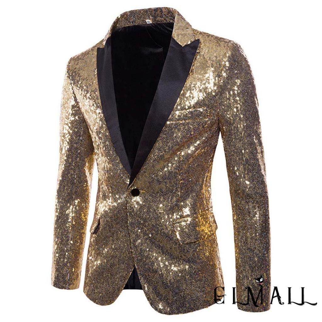 Áo Khoác Blazer Tay Dài Một Nút Màu Sáng Bóng Thời Trang Dự Tiệc Cưới