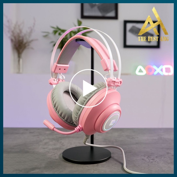 Tai Nghe Chụp Tai Máy Tính Có Mic Gaming Led Rgb ZIDLI SH320V Màu Hồng Dễ Thương - Tai Nghe Headphone Vi Tính Laptop