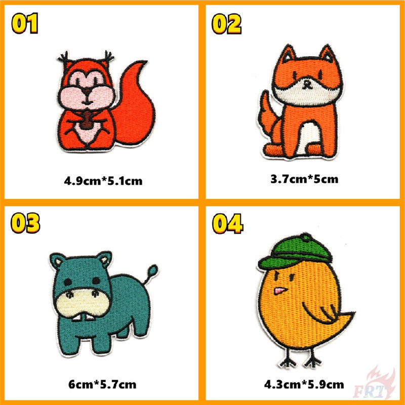 ♥ Hoạt Hình Sticker Ủi Thêu Hình Động Vật - Sóc / Gấu / Gà / Thỏ / Hà Mã ♥ 1 Sticker Ủi Thêu Hình Huy Hiệu