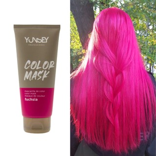Kem nhuộm dưỡng tóc màu Hồng đậm Fuchsia Color Mask Yunsey 200ml ( New 2024 )