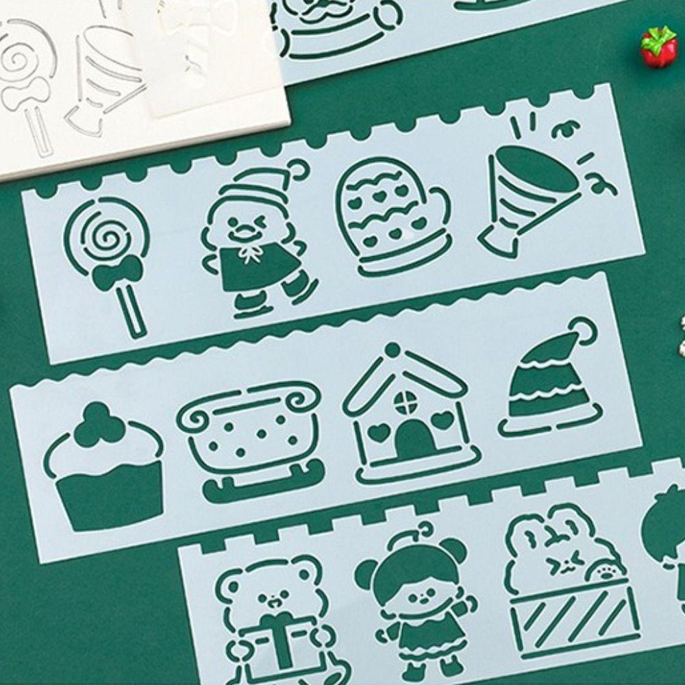 Bộ 4 Thước Khuôn Vẽ Họa Tiết Merry Christmas Độc Đáo Tiện Dụng Cho Học Sinh