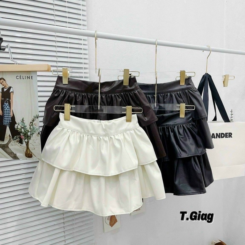 Chân váy da tầng hàng QC