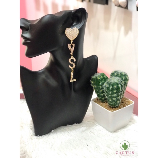 Khuyên tai YSL thả đính đá cao cấp