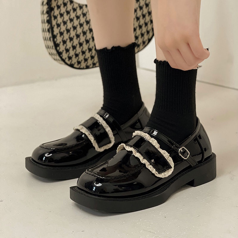 Giày lolita Giày da nhỏ nữ mùa xuân thu 2022 mẫu mới gót thô kiểu Nhật