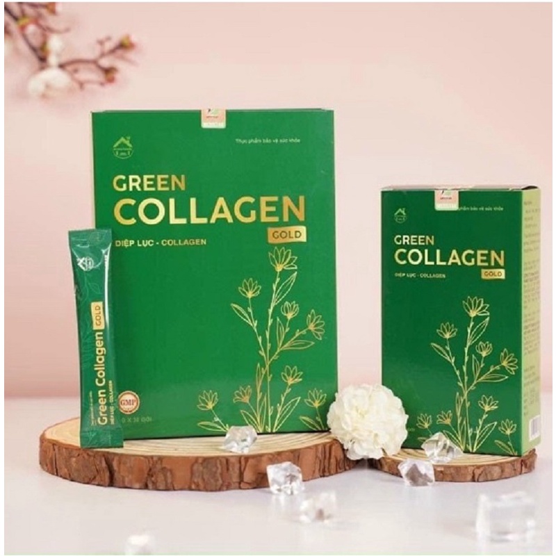 Diệp Lục Collagen Gold Chính Hãng Hỗ trợ Đẹp Da, Giảm Mụn Nám Tàn Nhang, Táo Bón