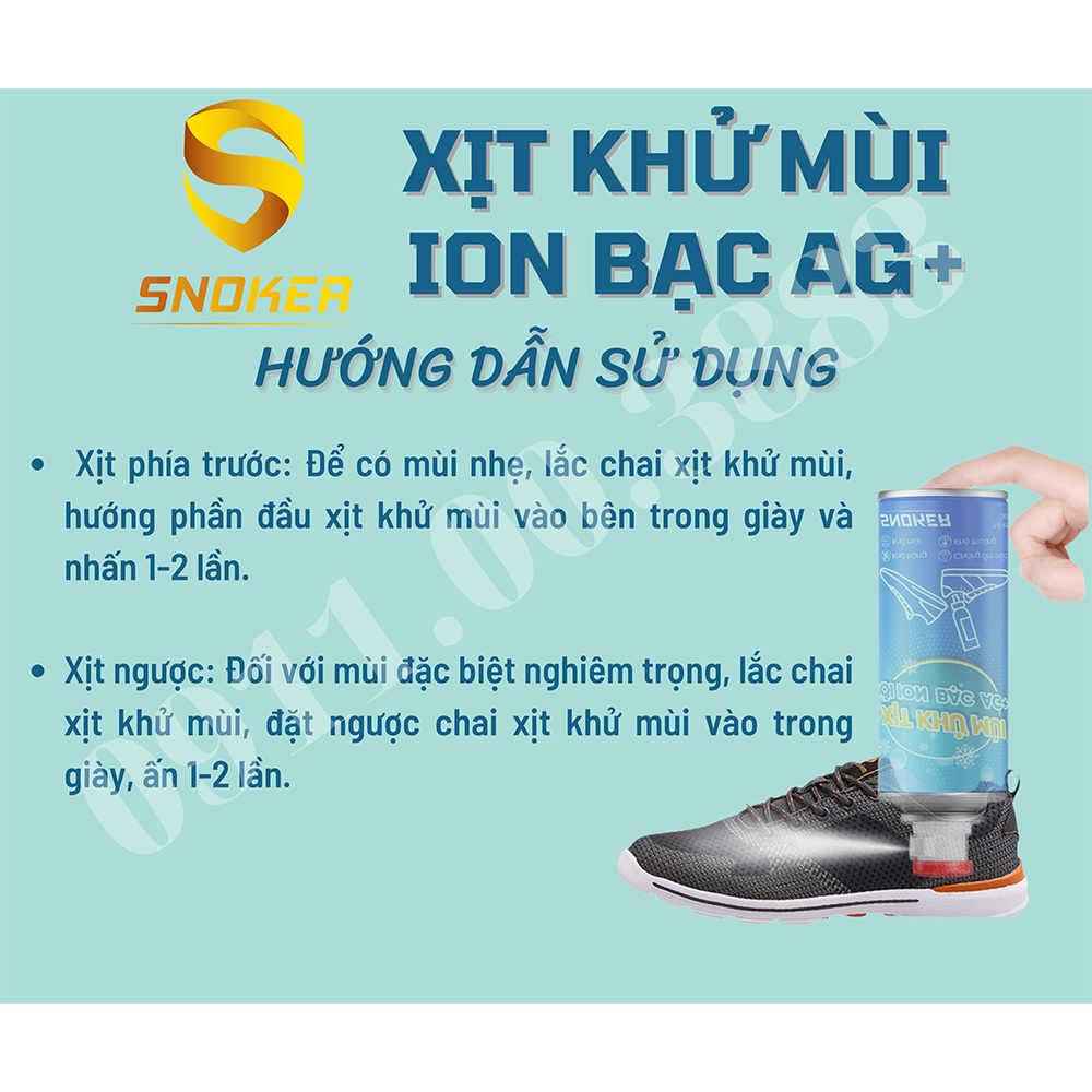 Chai Xịt Khử Mùi Giày Dép SNOKER 260ML, ION Bạc Kháng Khuẩn, An Toàn Với Da Chân