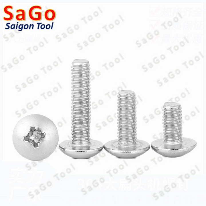 Ốc Vít inox đầu dù pake Inox 304 M3 M4 M5 M6,  Bu lông inox đầu dù pake inox 304
