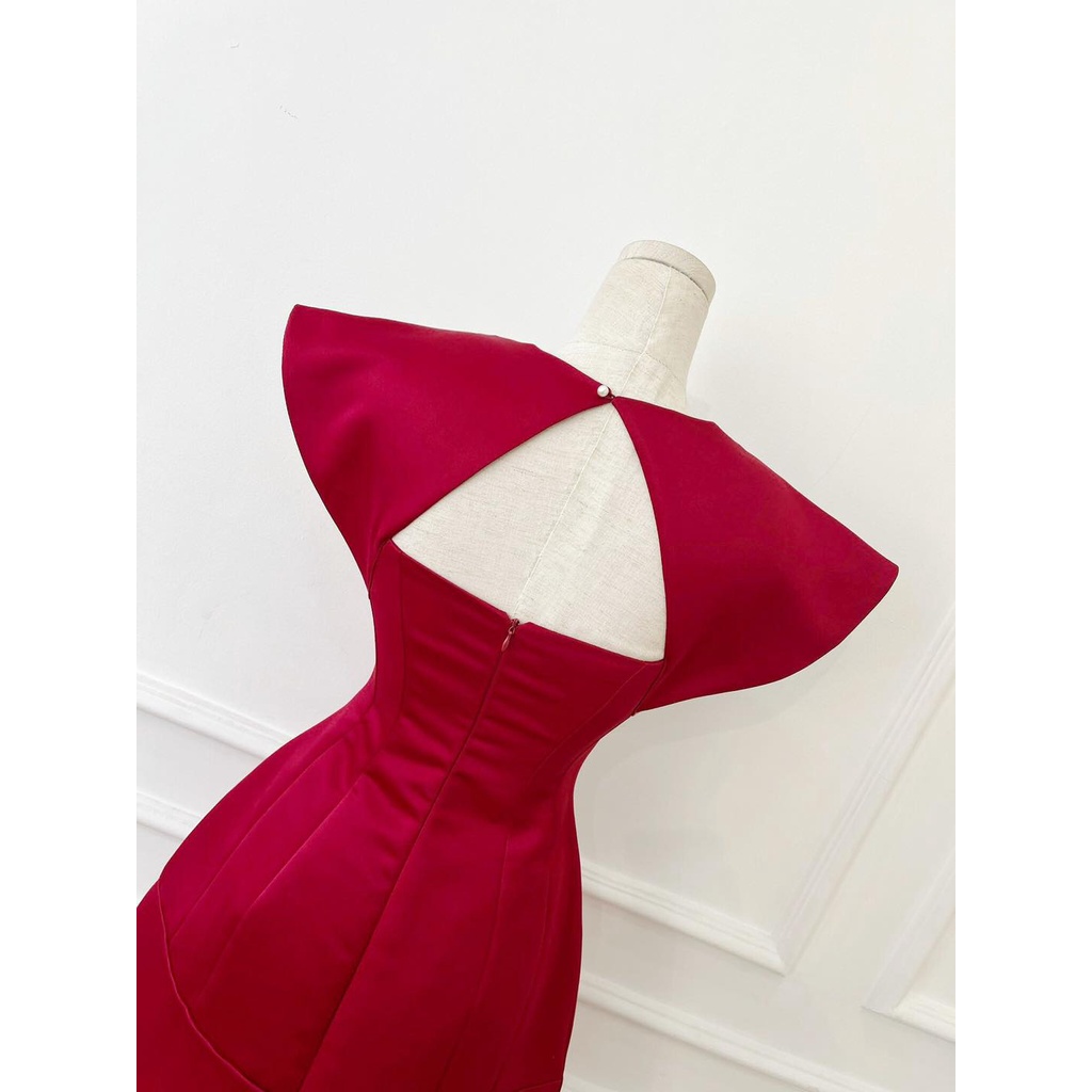 Đầm chữ a cổ vuông tay ngắn midi Emilyshop