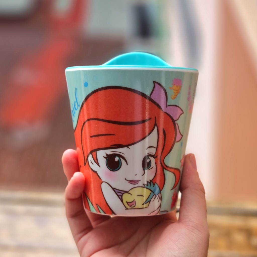 Ly uống nước nhựa melamine 320ml Disney nàng tiên cá Ariel cho trẻ em