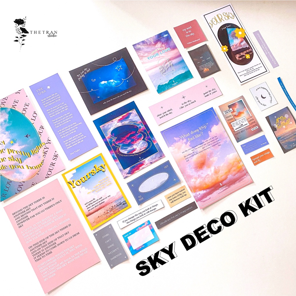 Bộ 25 postcard poster ảnh sticker nghệ thuật A6 decor phòng dán tường sổ tay/ sky deco kit / thetranstudio