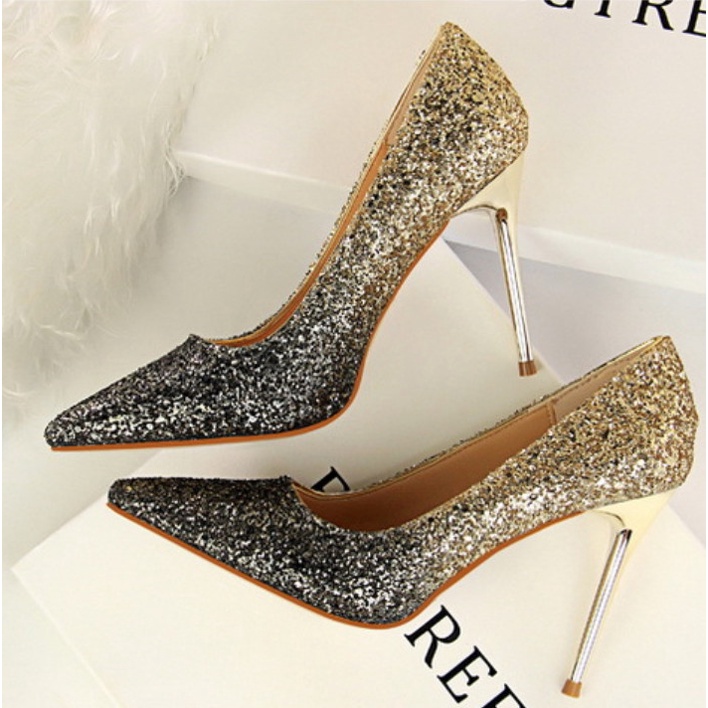 Giày Cao Gót Nữ Mũi Nhọn, Giày Cao Gót Nữ Đế Mảnh Cao 9P, Chất Liệu Ombre Lấp Lánh, Tôn Dáng- Dazzling Shoes-DA780