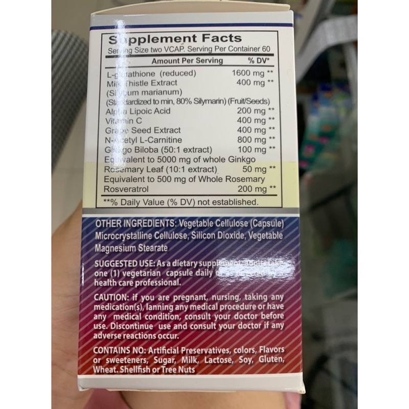 L-GLUTATHIONE 1600MG VIÊN UỐNG GIÚP TRẮNG DA, MỜ NÁM,TÀN NHANG