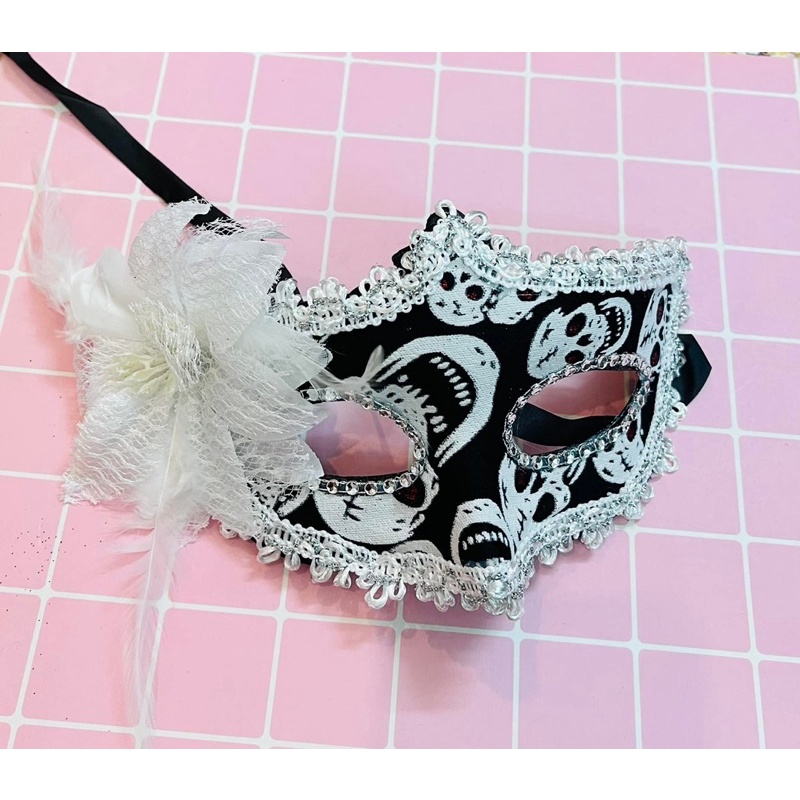 Mặt nạ hoá trang đính đá kim sa lông vũ