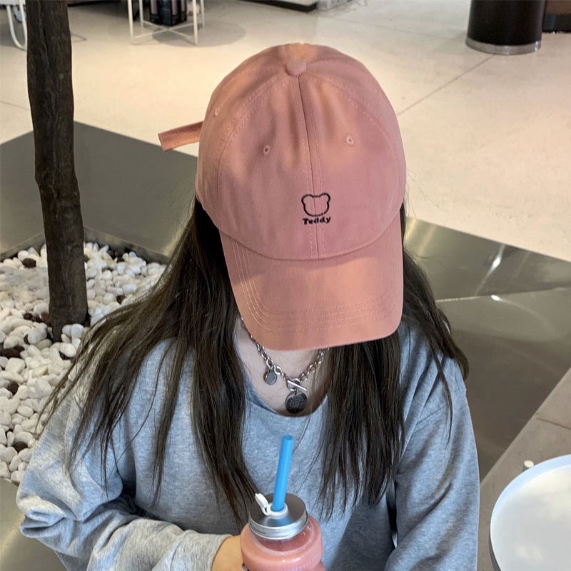 Mũ lưỡi trai THE CAPAL thêu họa tiết gấu hoạt hình dễ thương dành cho nữ