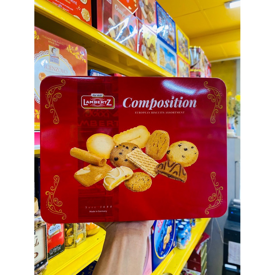 BÁNH QUY SOCOLA HỖN HỢP LAMBERZT COMPOSITION HỘP THIẾC HÀNG ĐỨC QUÀ TẶNG TẾT SANG TRỌNG