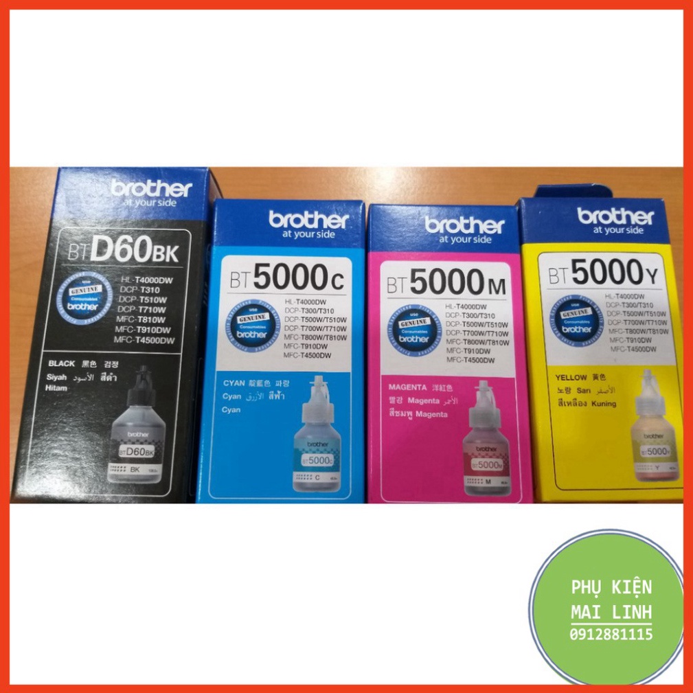 ☘️Bộ mực màu máy in Brother T310, T510W, T710W, T810W, T910W, T4000, T4500DW - BTD60/BT5000