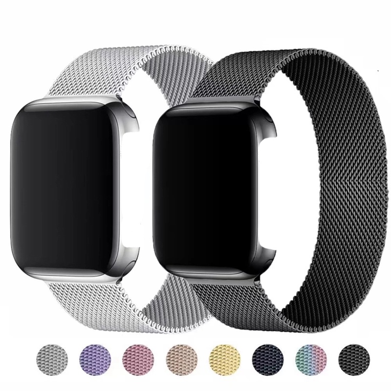 Dây Đeo Thay Thế Bằng Thép Không Gỉ Từ Tính Cho Apple Watch 41mm 45mm 44mm 40mm 38mm 42mm 7 6 SE 3 4 5 T500 Pro T55 X8 D20