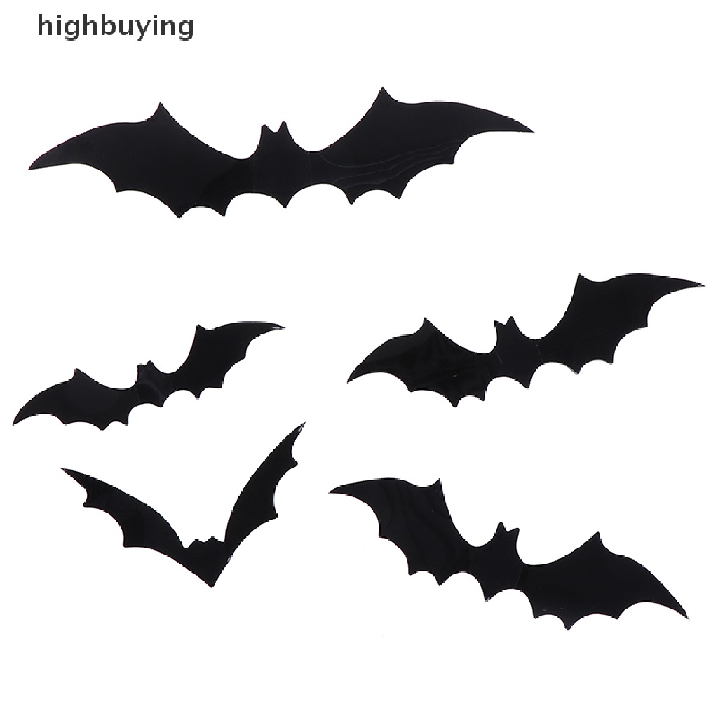 Set 12 Miếng Dán Tường Trang Trí Hình Dơi 3D Màu Đen Bằng PVC DIY