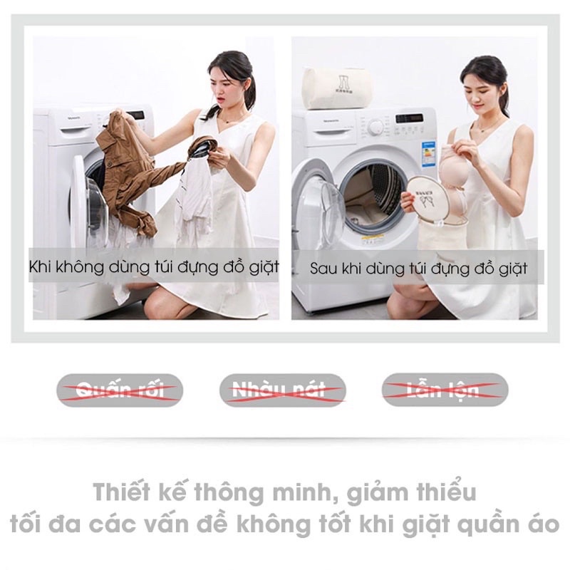 Sét 6 túi giặt 03 lớp cao cấp bảo vệ quần áo, Túi lưới giặt quần áo vớ có khóa kéo nhiều kích thước chính hãng