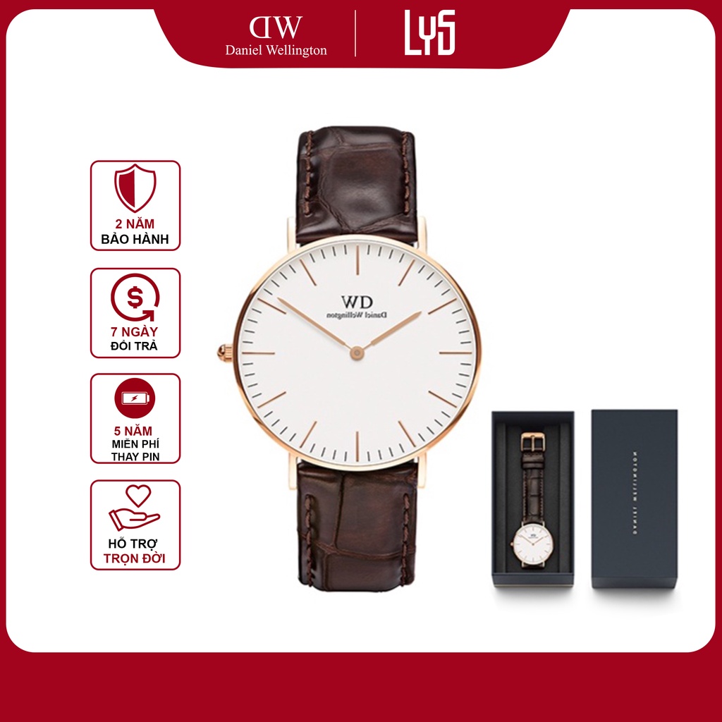 Đồng Hồ Nam Nữ Daniel Wellington Classic York Rose Gold White 36mm & 40mm DW Chính Hãng Fullbox