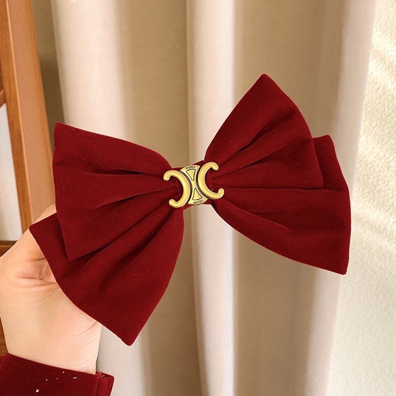 Kẹp Tóc Hình Nơ Đỏ Mừng Năm Mới Thời Trang Mùa Thu Đông