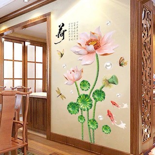 Decal dán tường hoa sen mẫu 08