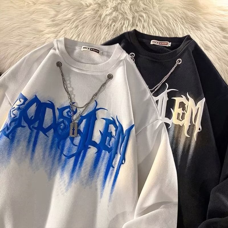 Áo sweater Hiphop Đường Phố Cao In Hoa Đào Có Vòng cổ Phiên Bản Hàn Quốc Thời Trang Mùa Thu Cho Nam 8xl Tăng Kích Thước